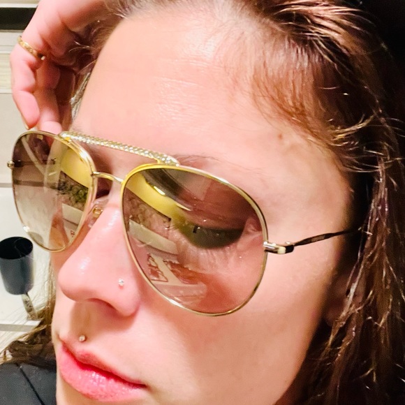MIU MIU AUTHENTIC GOLD AND DIAMOND AVIATORS FOR WOMEN SUNGLASSES - Picture 3 of 13